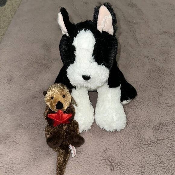 Aurora Soft Brown 9” Sea Otter Plush with Starfish NWT & 14” French Bulldog - Picture 1 of 10